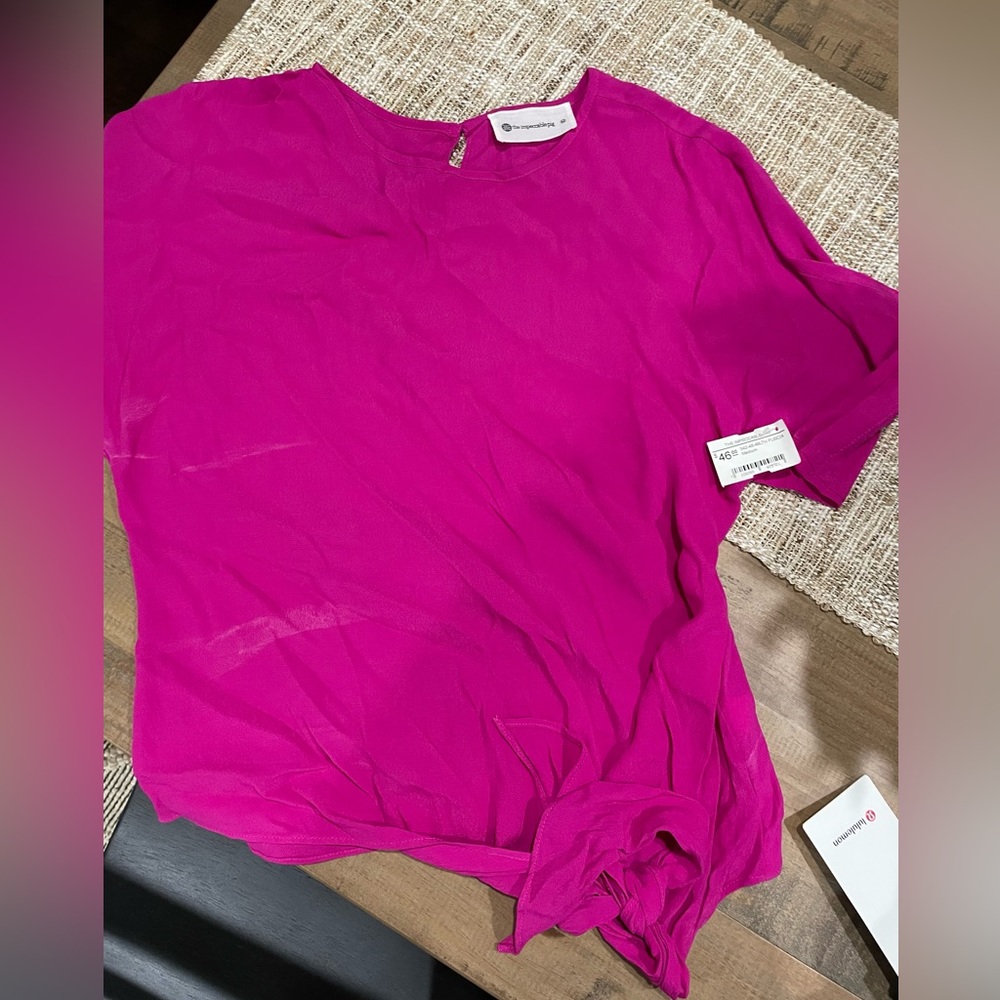 Impeccable Pig hot pink tie front top Size M